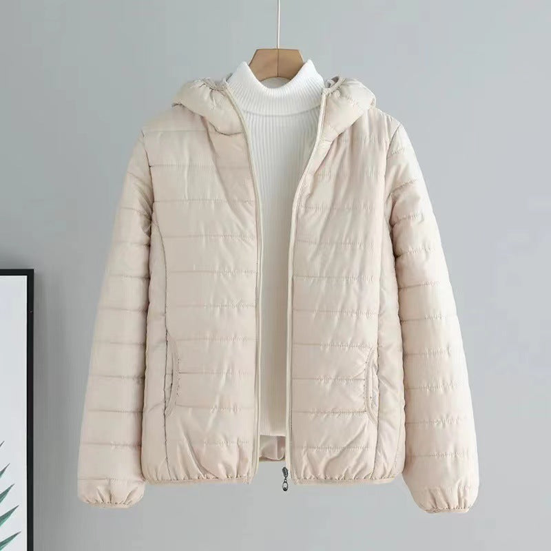 Women's padded hoodie jacket with light thermal filling and hidden zipper Mune Fashion
