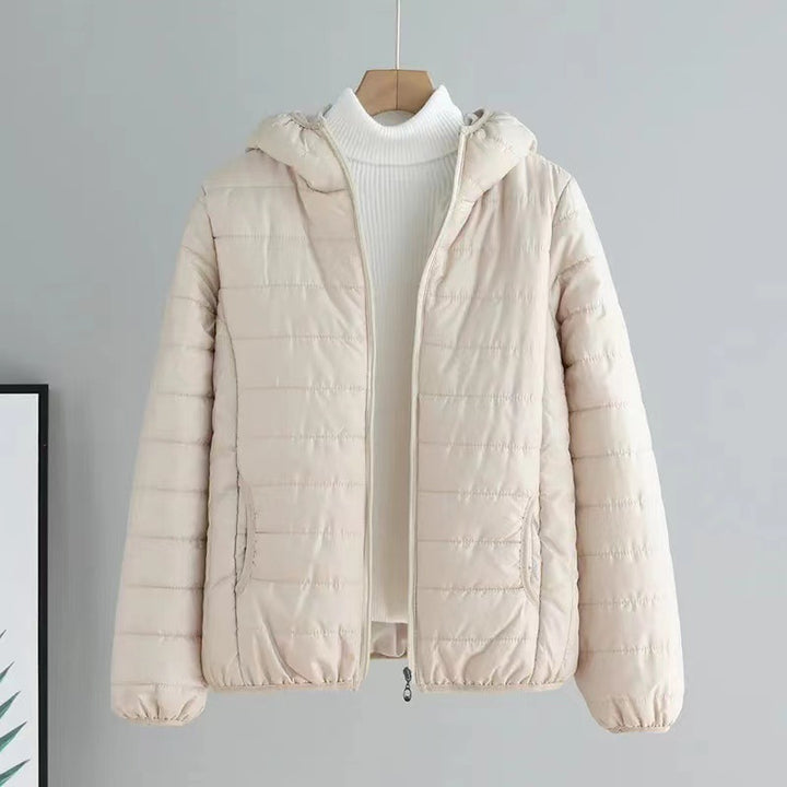 Women's padded hoodie jacket with light thermal filling and hidden zipper Mune Fashion