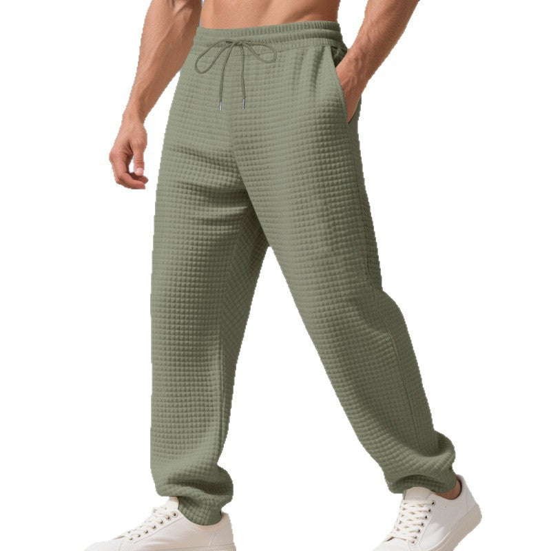 Men's casual waffle knit sweatpants with drawstring waistband, elastic comfort, and deep side pockets Mune Fashion