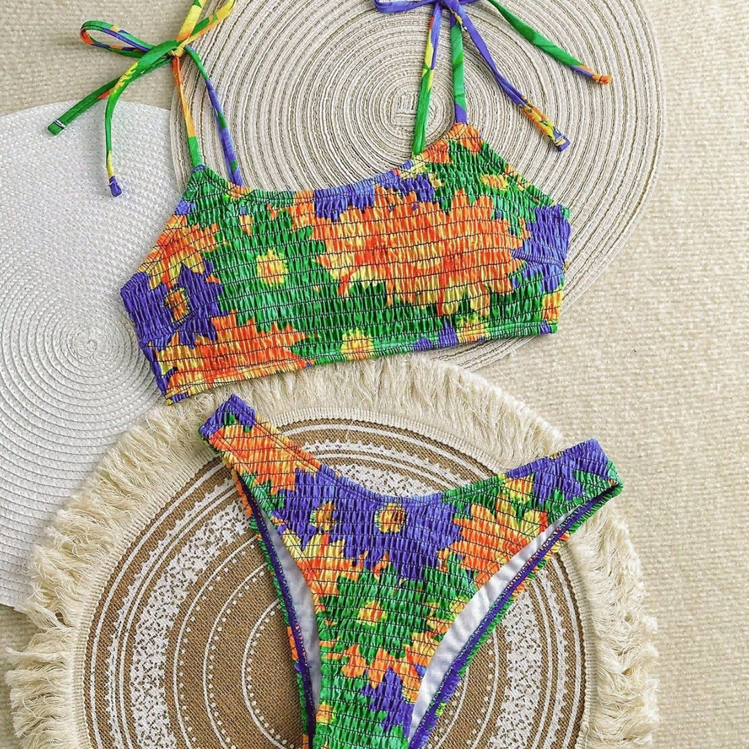 Women's Colorful Floral Pattern Bikini Set Mune Fashion