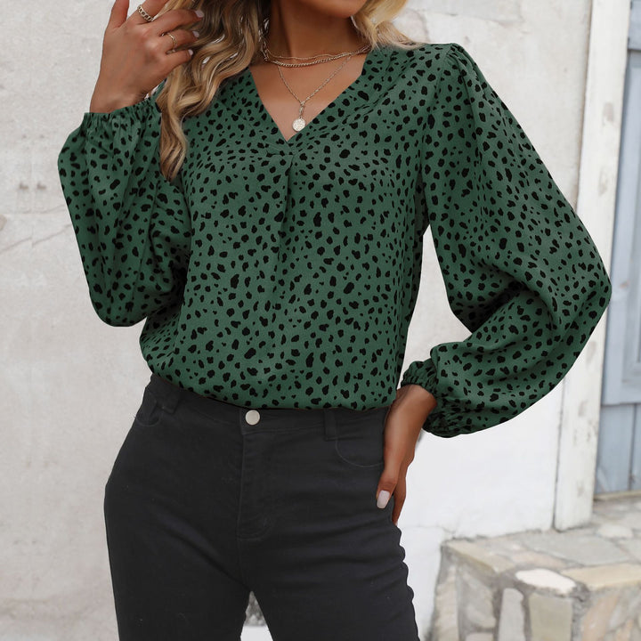 Women's Elegant V-Neck Blouse with Puff Sleeves Mune Fashion