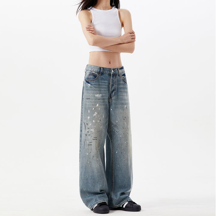 Women's Wide-Cut Jeans with Unique Destruction Details Mune Fashion