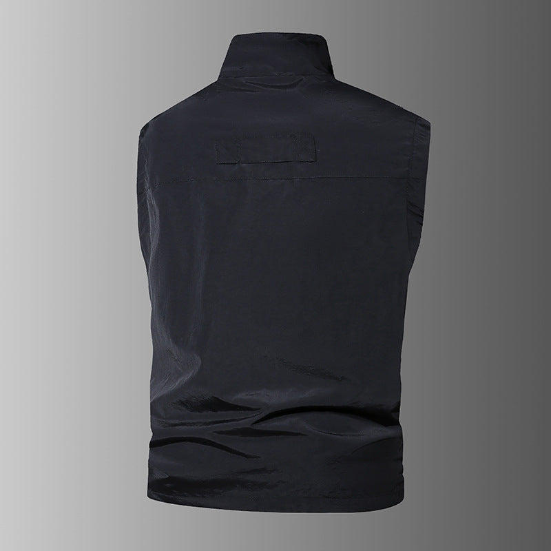 Men's multifunctional outdoor vest with multiple pockets and stand-up collar Mune Fashion