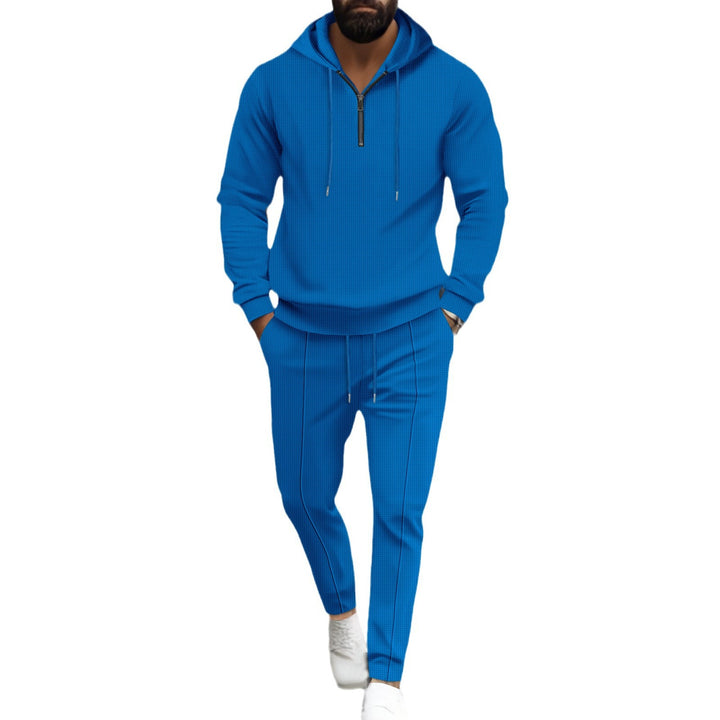Men's structured half-zip hoodie loungewear set with tapered jog pants and drawstring Mune Fashion