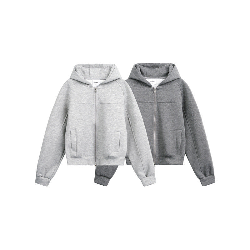 Unisex Hooded Sweat Jacket with Two-Way Zipper and Boxy Cut Mune Fashion