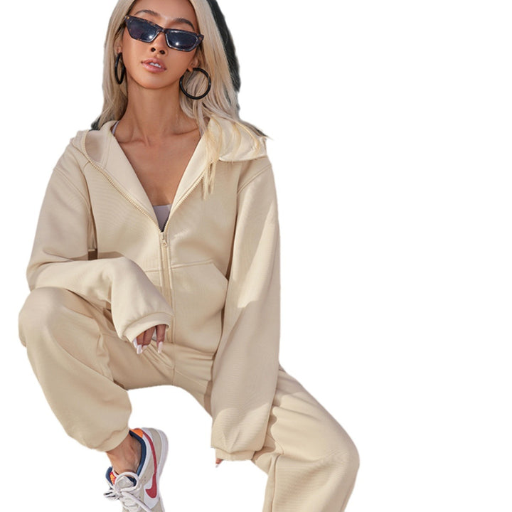 Women's athleisure leisure set with oversized zip hoodie and high waist comfort joggers Mune Fashion
