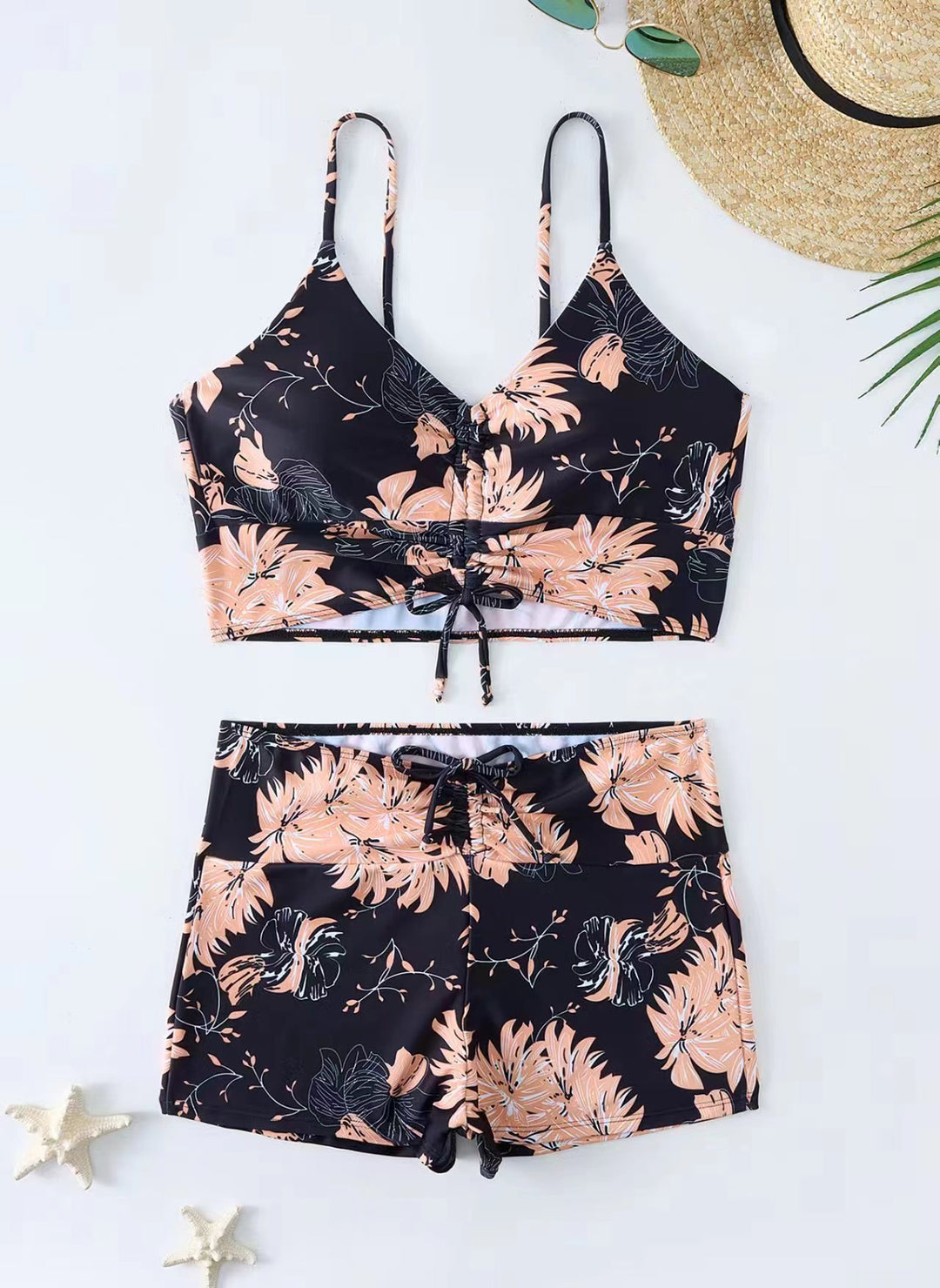 Women's bikini with floral ruffle design and adjustable straps Mune Fashion