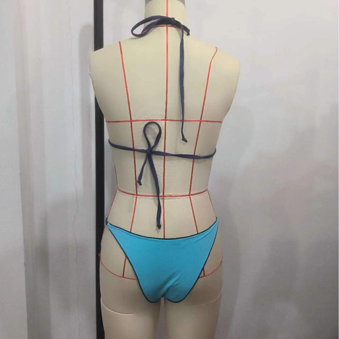 Ladies Triangle Bikini Set with Geometric Design Mune Fashion
