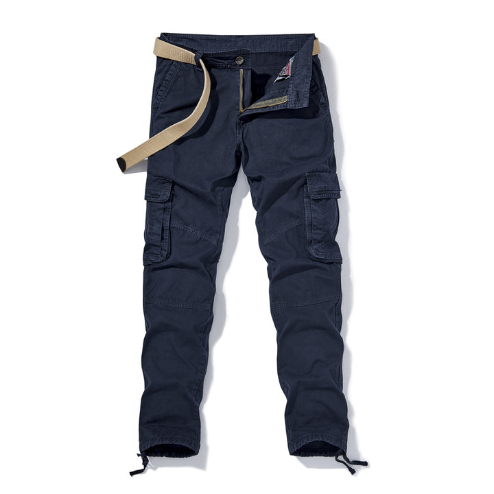 Men's Slim-Fit Cargo Pants with Reinforced Knees, Tunnel Drawstring Hems and Multiple Pockets Mune Fashion