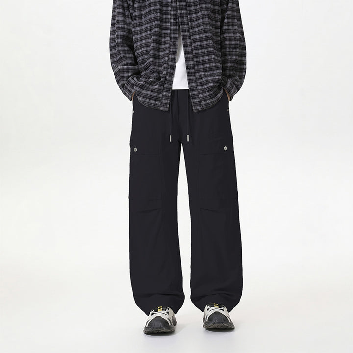 Damen Extraweite Tech‑Cargo‑Hose im Palazzoschnitt mit Elastikbund und Multifunktions‑Taschen Mune Fashion