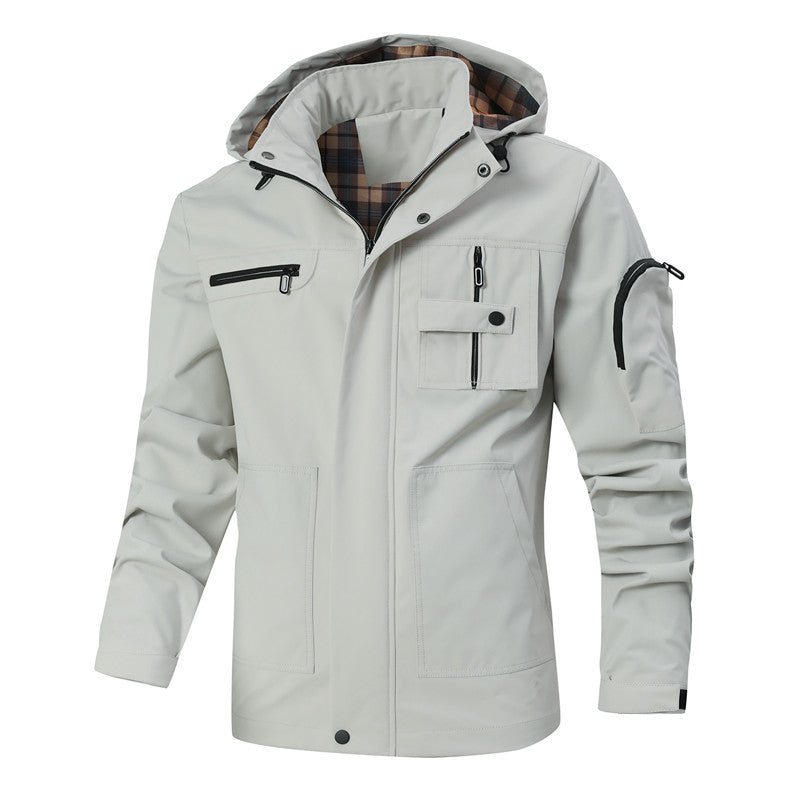 Men Water-repellent Softshell Parka with Hood, Reflective Inserts and Multifunction Pockets Mune Fashion