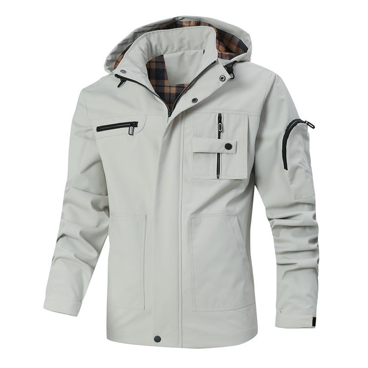 Men Water-repellent Softshell Parka with Hood, Reflective Inserts and Multifunction Pockets Mune Fashion