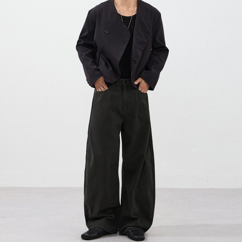 Men's Ultra-Wide Cotton Twill Palazzo Pants with Flowing Oversize Silhouette Mune Fashion