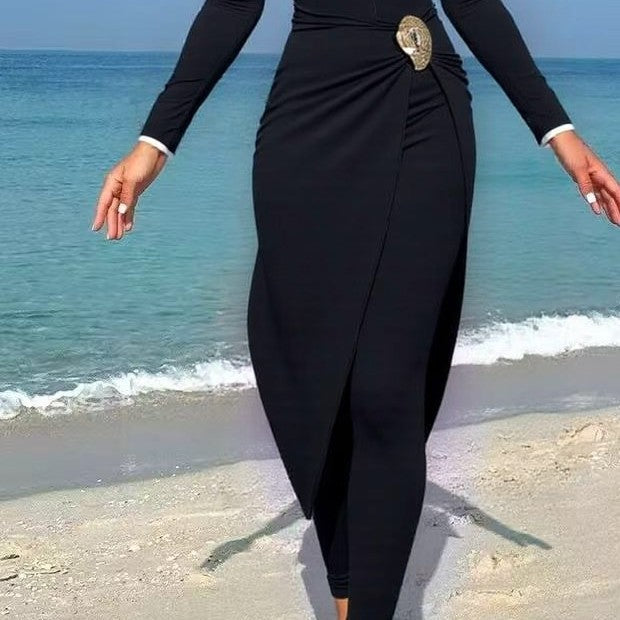 Women's fashionable wrap dress with elegant belt Mune Fashion