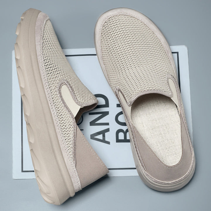 Men's breathable mesh slip-on with suede trim, elastic entry, and grippy outdoor tread sole Mune Fashion