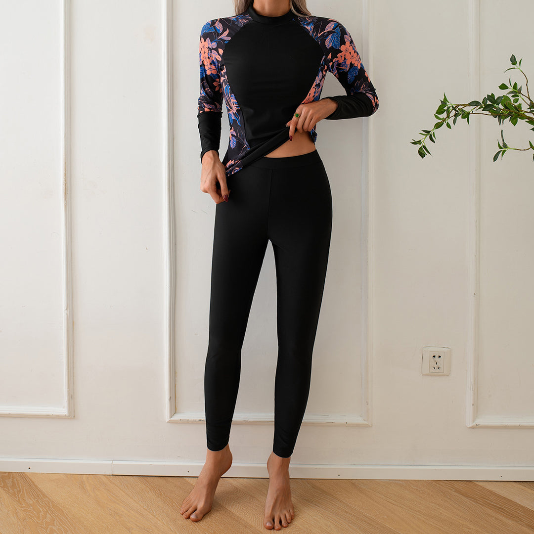 Women's Long Sleeve Rashguard with Floral Design Mune Fashion