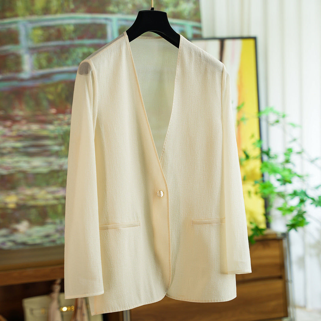 Women's Elegant Blazer with V-Neck Mune Fashion