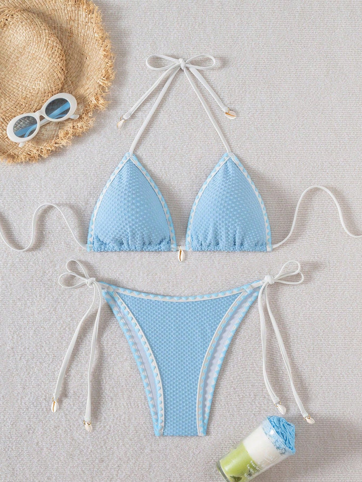 Women Triangle Bikini with delicate shell embellishments Mune Fashion
