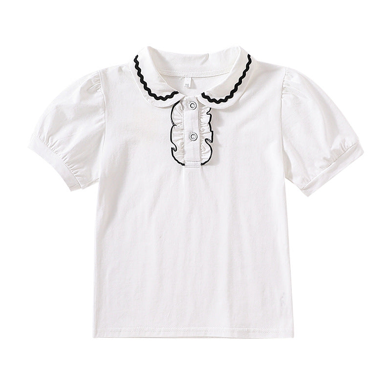 Girl's trendy blouse with ruffled collar and puff sleeves Mune Fashion