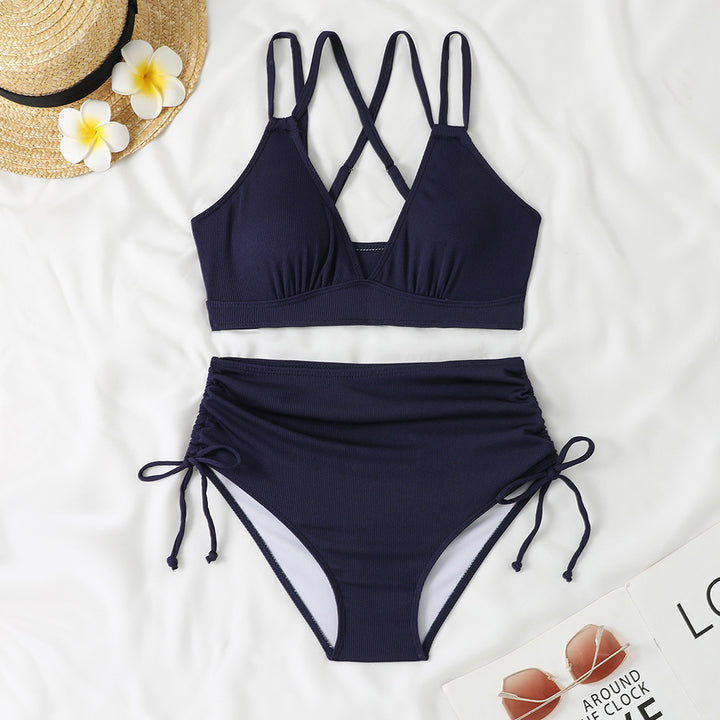 Women's bikini set with adjustable cross straps and high-cut briefs Mune Fashion