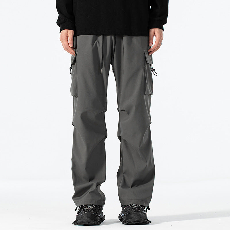 Men's Loose-Fitting Cargo Utility Pants with Drawstring Waist and Multiple Pockets Mune Fashion
