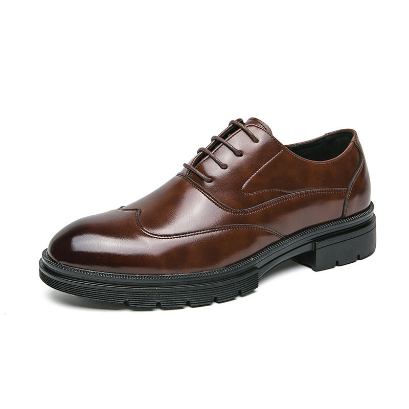 Men's elegant derby leather lace-up shoe with patterned rubber sole Mune Fashion