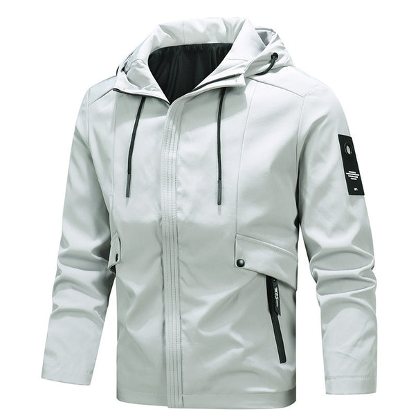 Men's urban minimalist softshell hooded jacket with concealed zipper front Mune Fashion