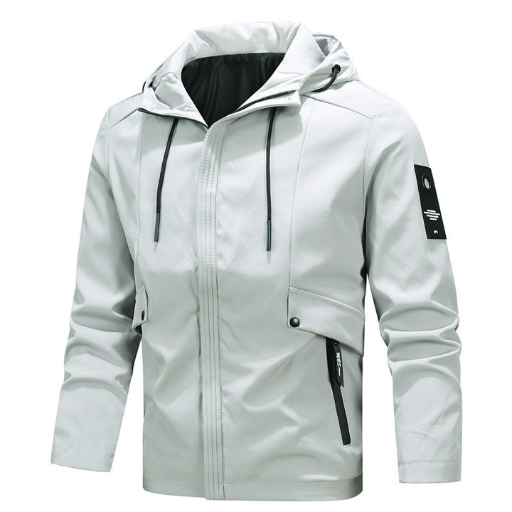 Men's urban minimalist softshell hooded jacket with concealed zipper front Mune Fashion
