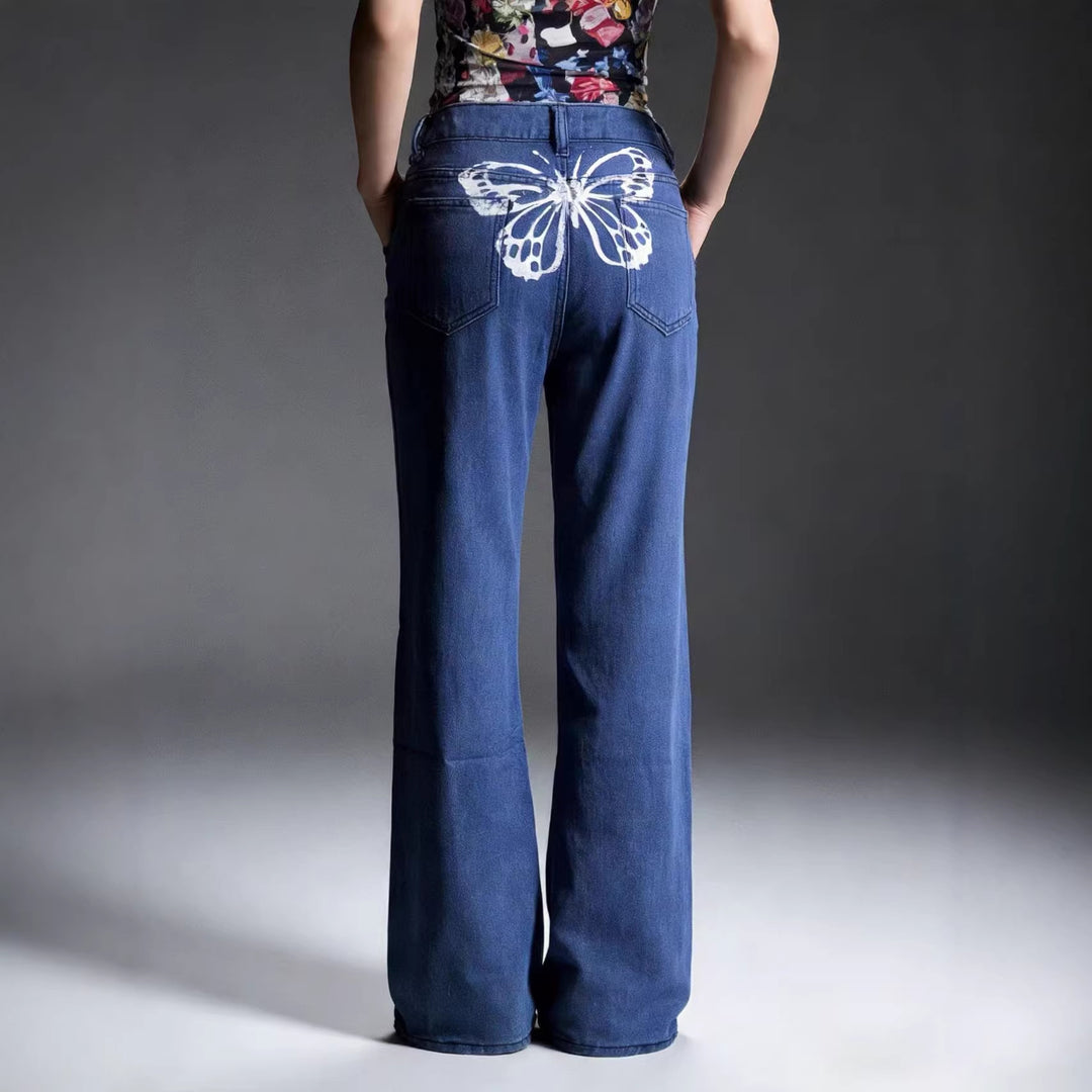 Ladies high-waisted soft draping flare jeans made of stretch denim with a figure-flattering fit Mune Fashion