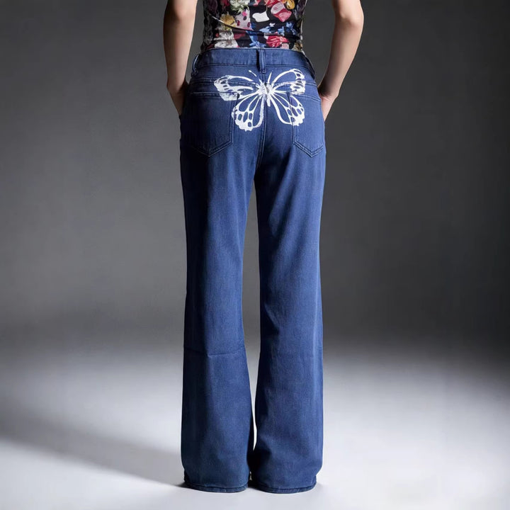 Ladies high-waisted soft draping flare jeans made of stretch denim with a figure-flattering fit Mune Fashion