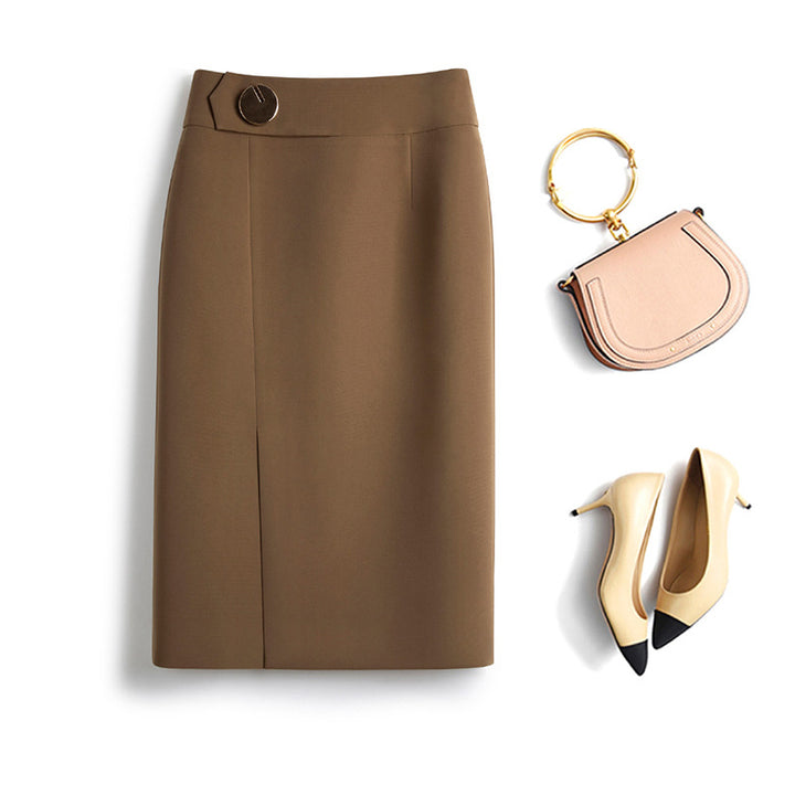 Women Elegant Pencil Skirt with Button Detail Mune Fashion