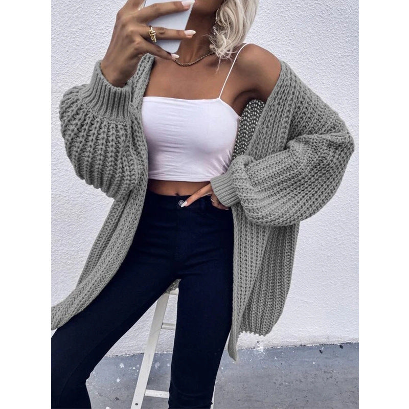 Women's Cozy Cardigan in Cocoon Cut with Extra Long Sleeve Cuffs and Open Front Mune Fashion