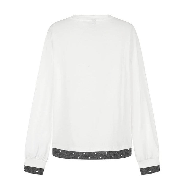 Women's loungewear long sleeve with puppy print, henley button placket and dotted hem