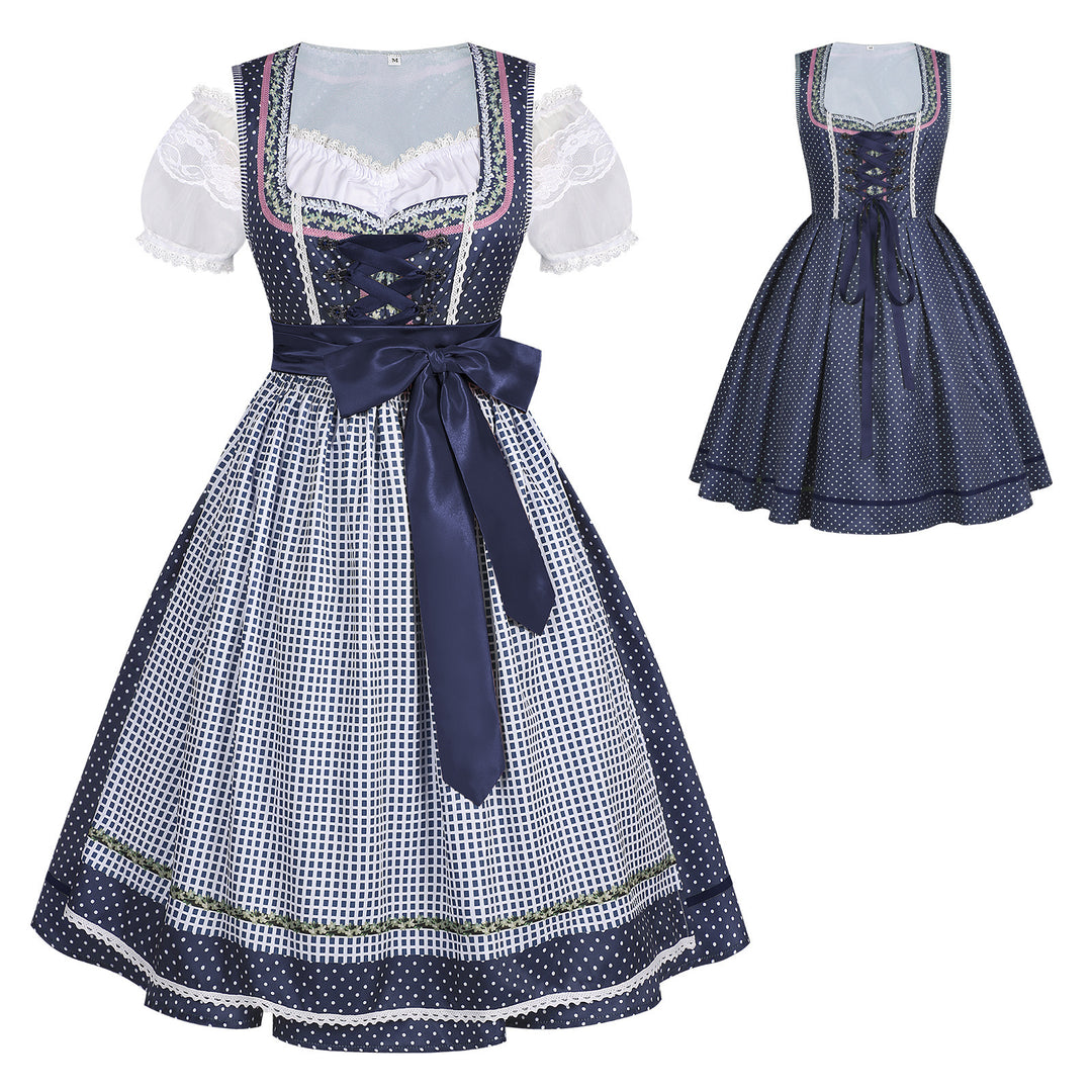 Ladies nan traditional dirndl dress with lacing and removable apron Mune Fashion