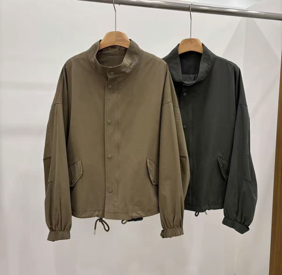 Women Oversize Utility Jacket with Balloon Sleeves and Drawstring Mune Fashion