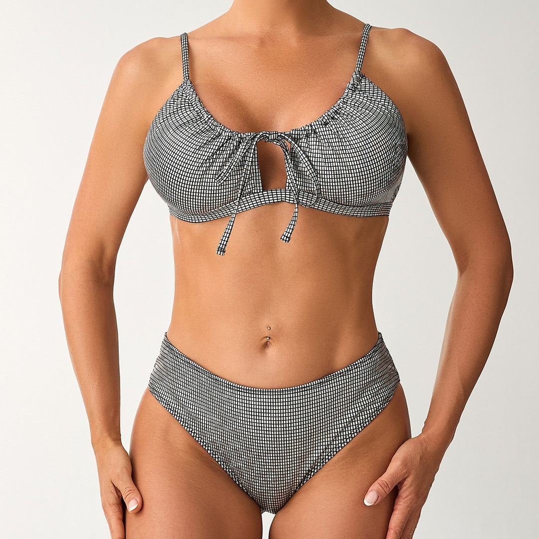 Women's High-Waisted Bikini Set with Sophisticated Lacing Details Mune Fashion