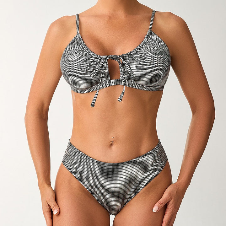 Women's High-Waisted Bikini Set with Sophisticated Lacing Details Mune Fashion
