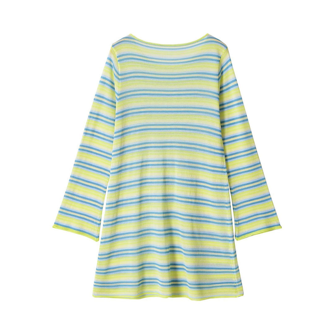 Women's Striped Long Sleeve Tunic with Flared Sleeve and Loose Fit Mune Fashion