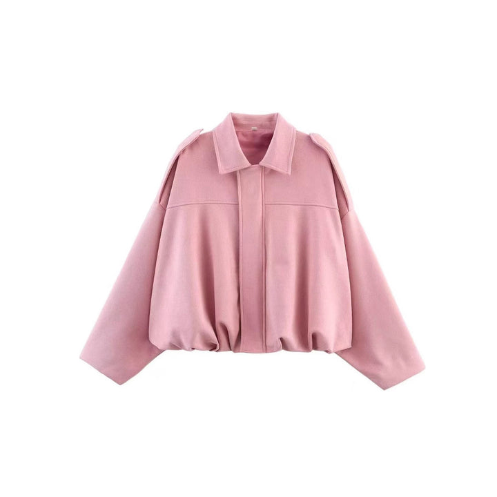 Women Cropped Boxy Transition Jacket in Suede Look with Epaulettes Mune Fashion