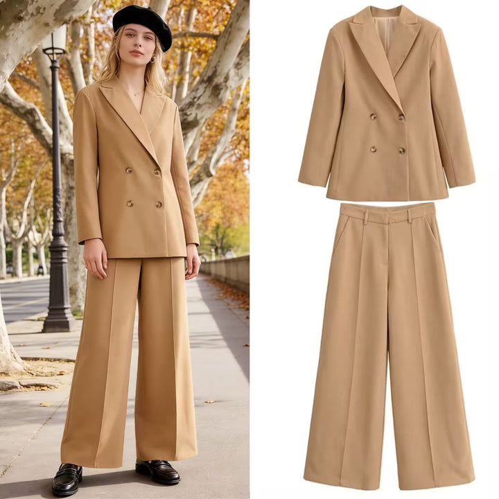 Women's high-waisted wide pleated trousers with continuous crease and side pockets Mune Fashion