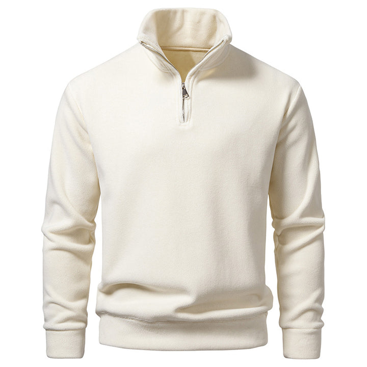 Men's Fleece Half-Zip Pullover with Standing Collar and Soft Microfleece Mune Fashion