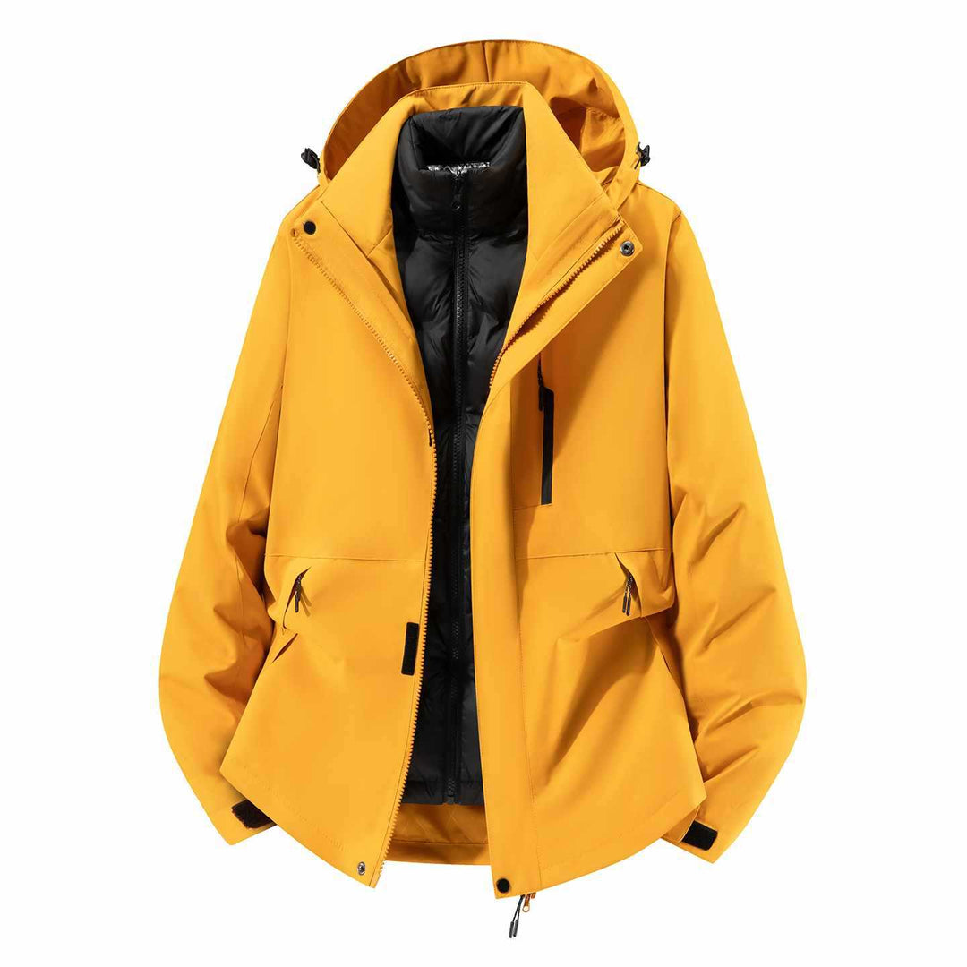 Men's Waterproof Three-Piece Winter Jacket with Removable Down Inner Jacket and Hood Mune Fashion