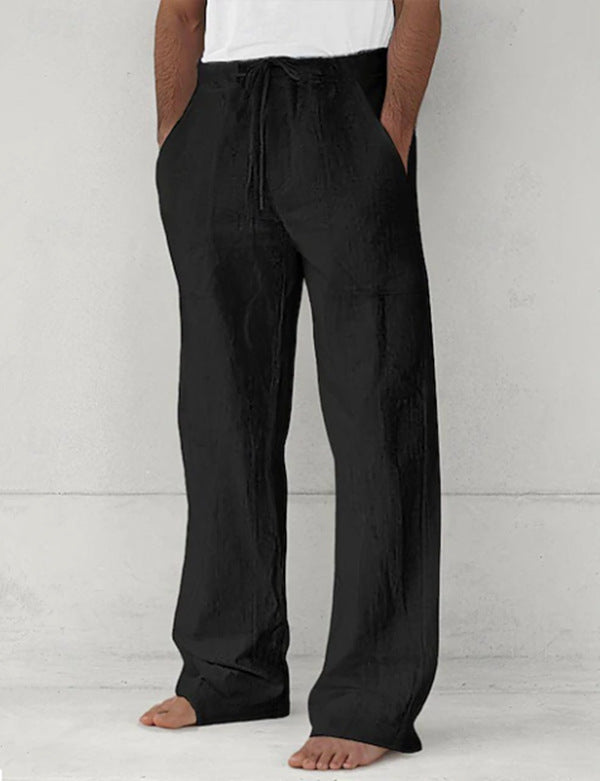 Men's light Relax Chino made of linen blend with loose leg, drawstring waistband and side pockets Mune Fashion