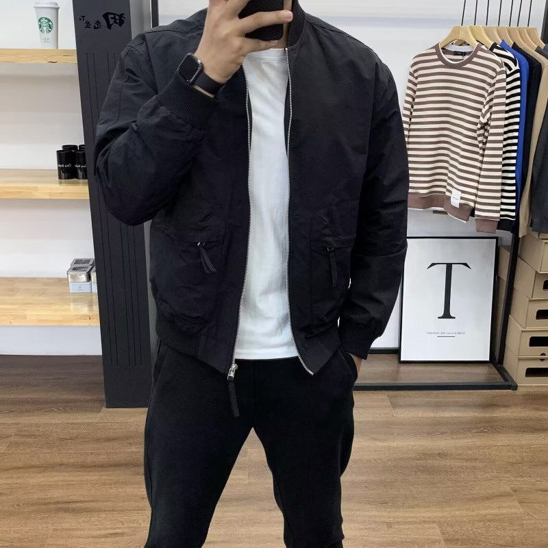 Men's Lightweight Utility Bomber Jacket with Zip, Multi-Function Pockets and Ribbed Cuffs Mune Fashion