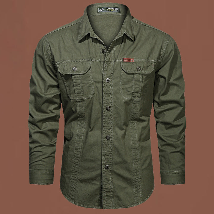 Men's western-inspired canvas shirt with ergonomic flap chest pockets and straight cut Mune Fashion