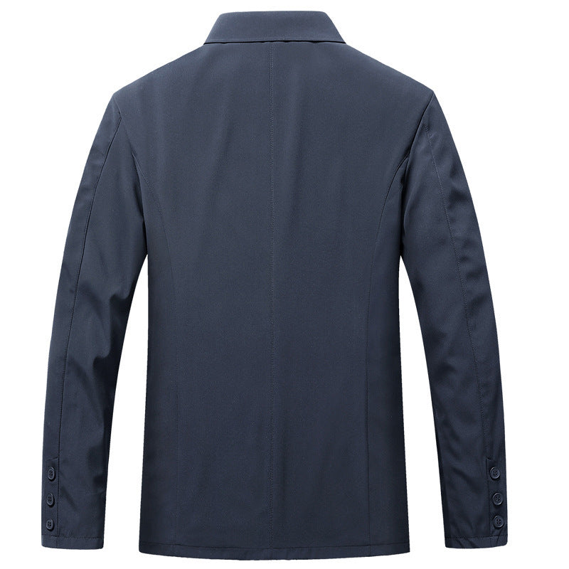 Men's blazer-like transitional jacket with shirt collar, lightweight inner lining, and button placket Mune Fashion