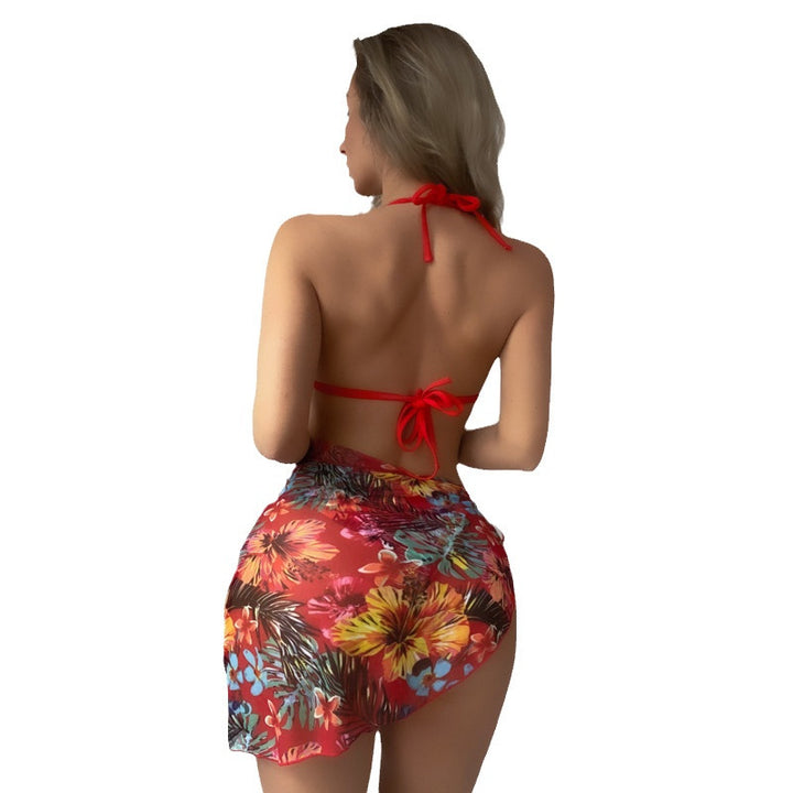 Women's bikini with adjustable straps and floral wrap skirt Mune Fashion