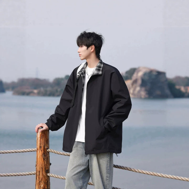 Men's Trendy Transitional Jacket with Check Pattern Mune Fashion