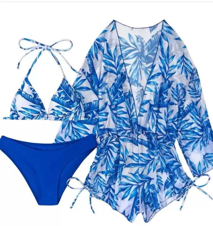 Women's swim set with floral wrap top and triangle bikini Mune Fashion