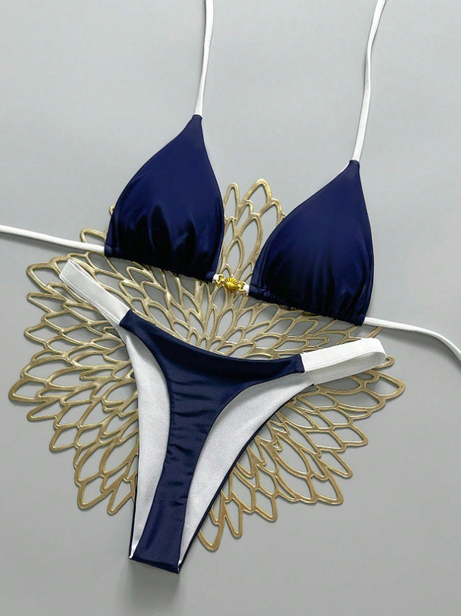 Women Triangle Bikini with Fashionable Contrast Details Mune Fashion